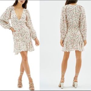 Mink Pink Kacey Ruched Long Sleeve Mini Dress